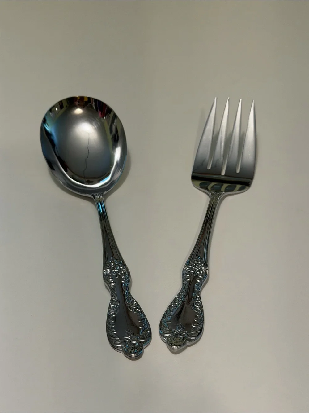 Vtg Wm. Rogers & Son 2-Pc Hostess Serving Set Lg Fork & Spoon